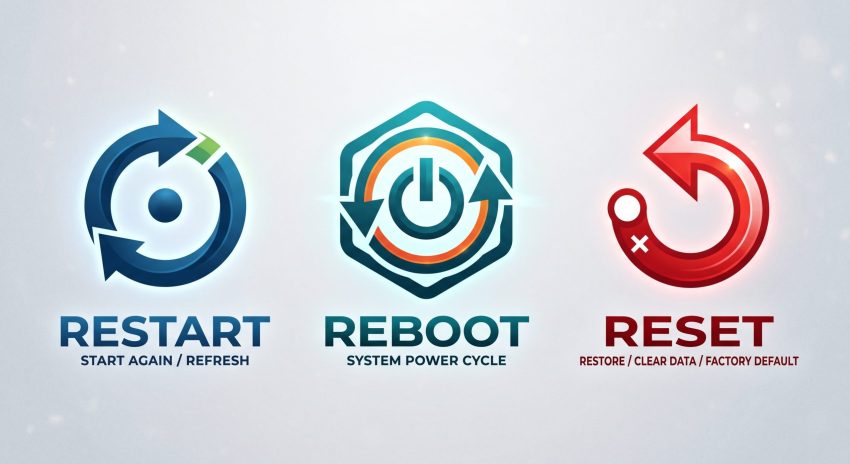 Perbedaan restart, reboot, dan reset